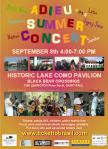 Adieu Summer Concert postcard, Lake Como Pavillion, September 2013